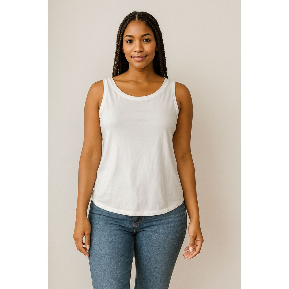 Eileen Fisher White Organic Cotton Tank Top with Stretch (Size S)